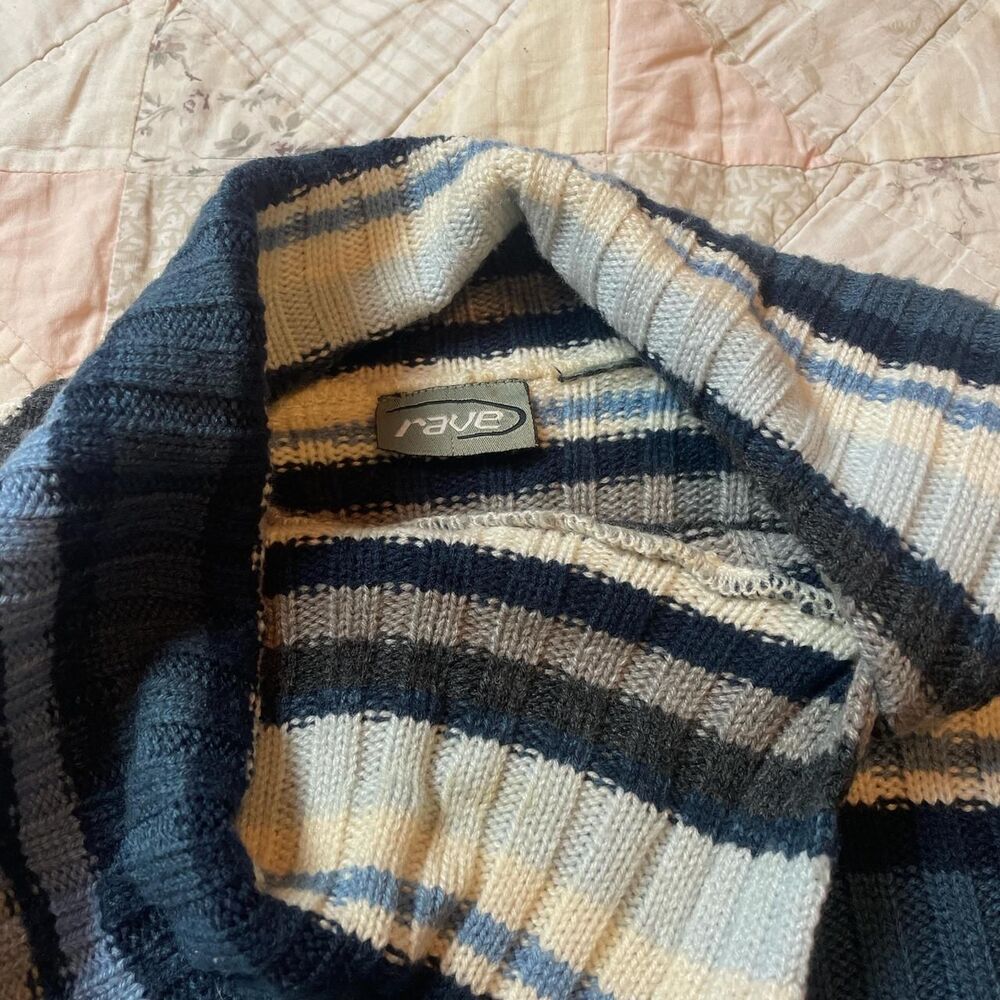 rave vintage y2k longsleeve blue and cream striped fairy grunge sweater - Picture 2 of 5